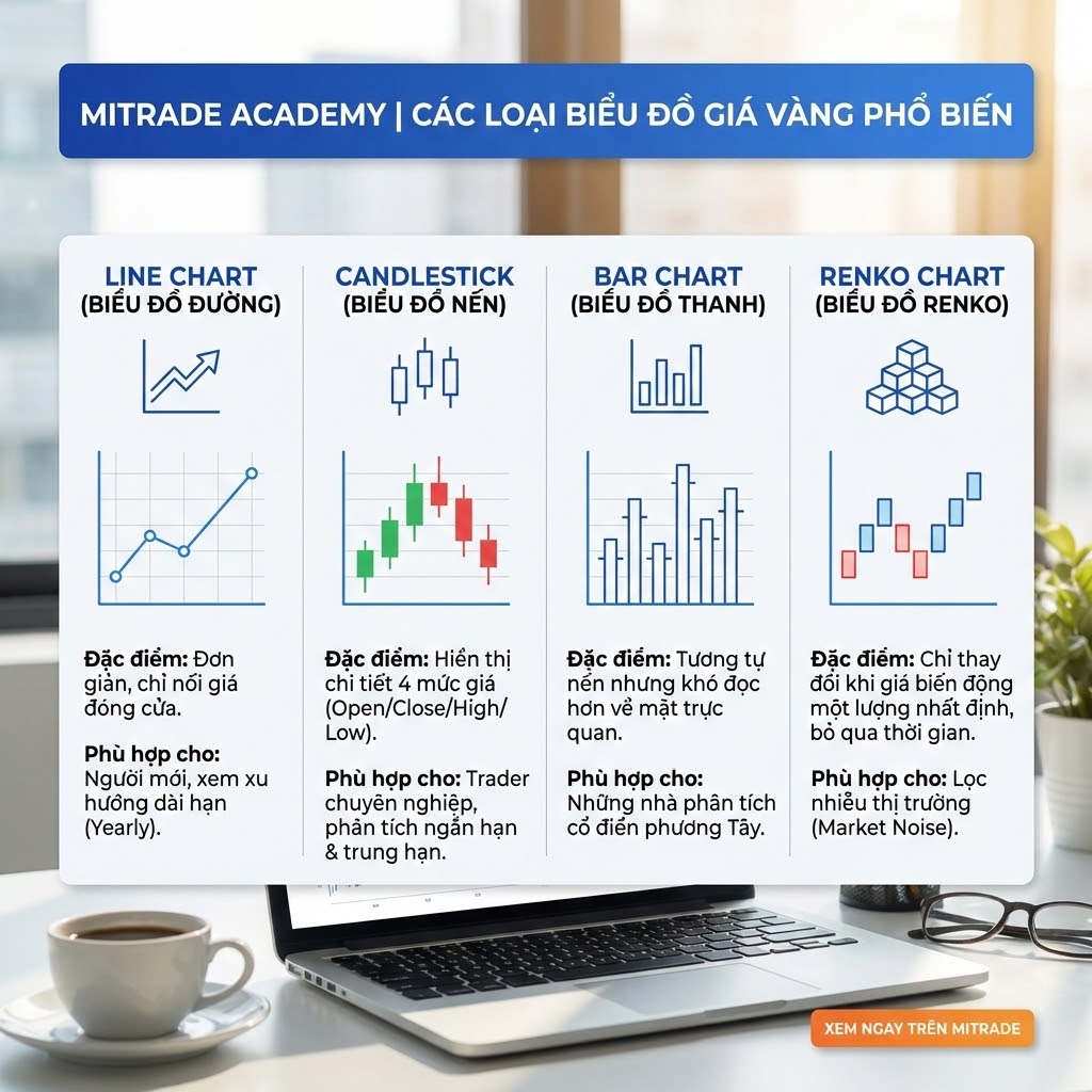 các loại biểu đồ giá vàng phổ biến