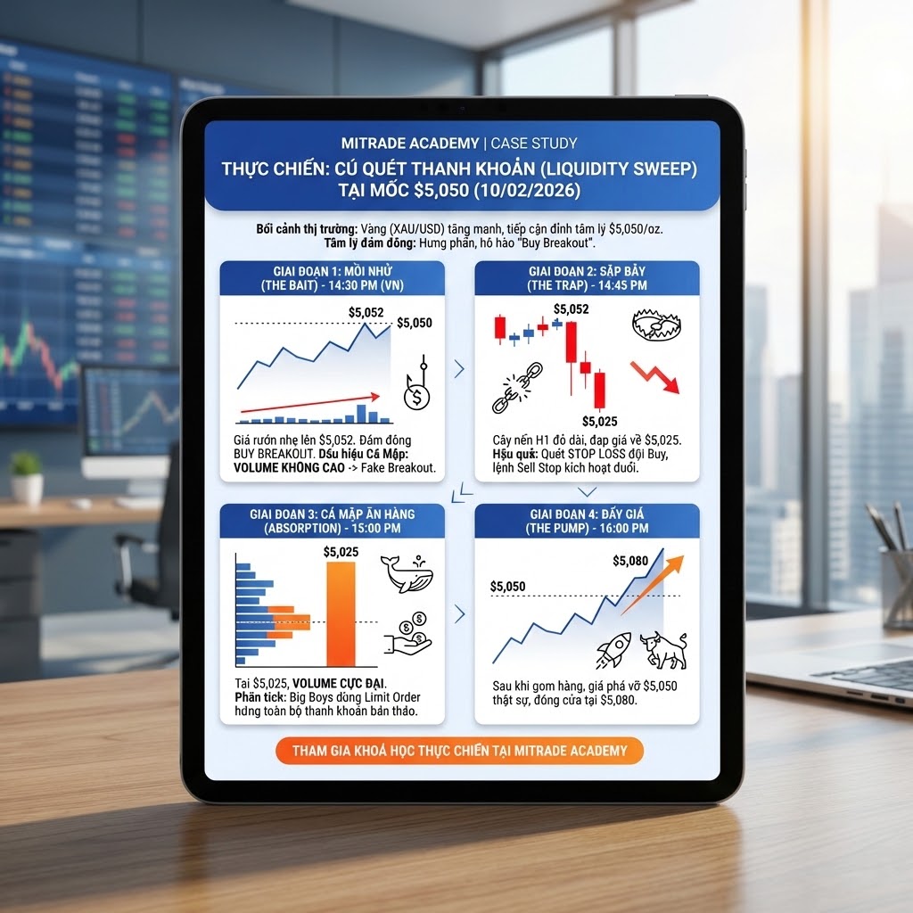 Case Study Thực Chiến: Cú "Quét Thanh Khoản" (Liquidity Sweep) thị trường vàng