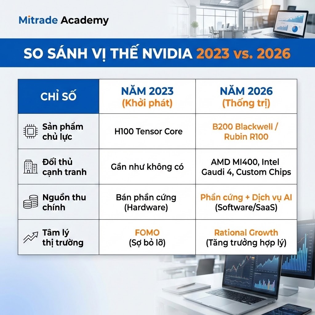 So Sánh Vị Thế NVIDIA 2023 vs. 2026