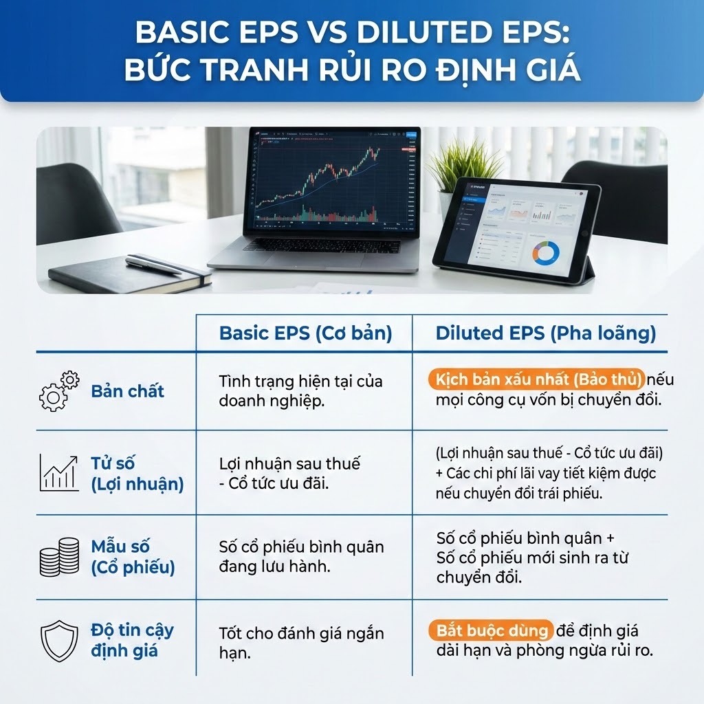 Bảng phân tích: Basic EPS vs Diluted EPS
