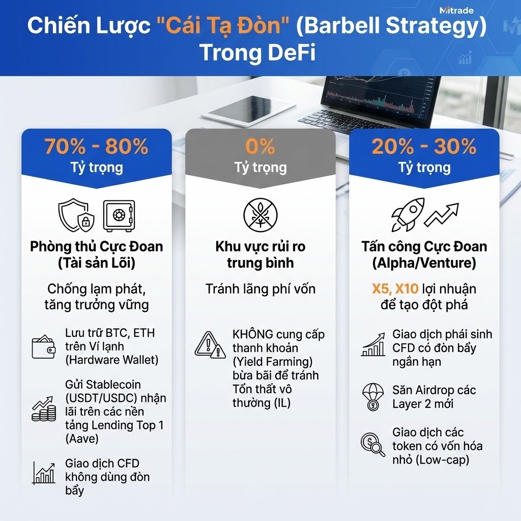 Chiến Lược "Cái Tạ Đòn" (Barbell Strategy) Trong DeFi