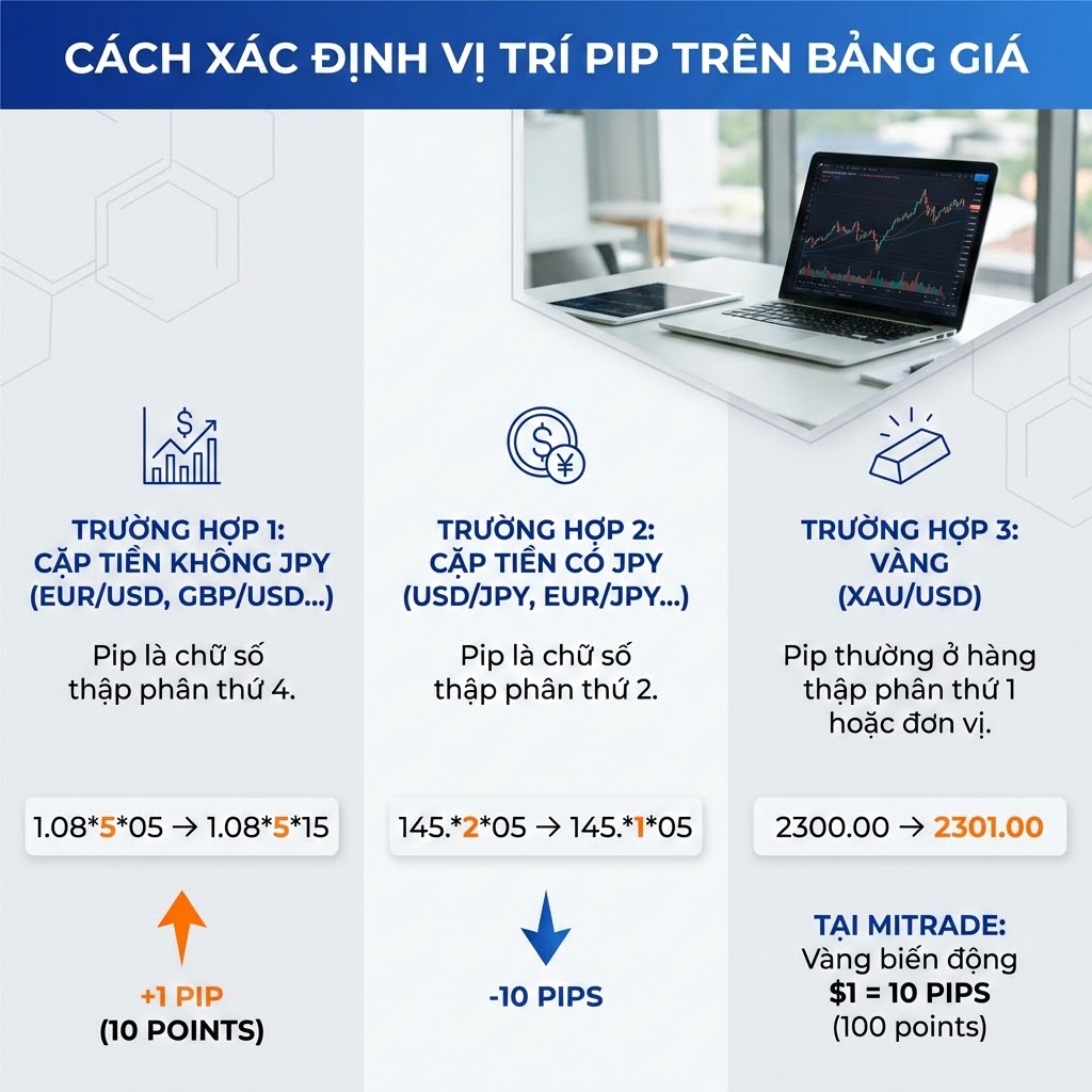 Cách xác định Pip trên bảng giá