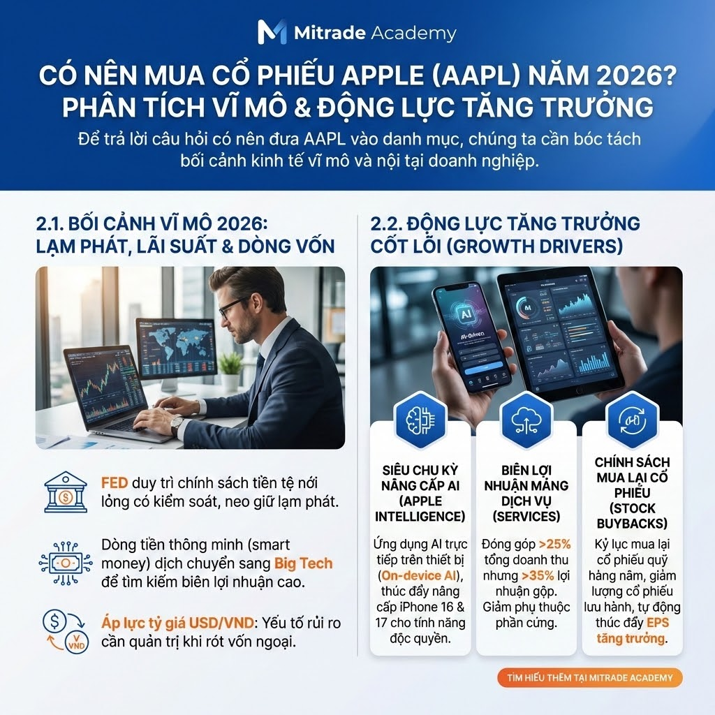 Có Nên Mua Cổ Phiếu Apple (AAPL) Năm 2026? Phân Tích Vĩ Mô & Động Lực Tăng Trưởng