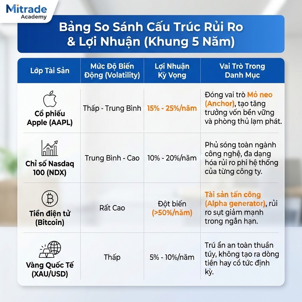 Bảng So Sánh Cấu Trúc Rủi Ro & Lợi Nhuận (Khung 5 Năm)