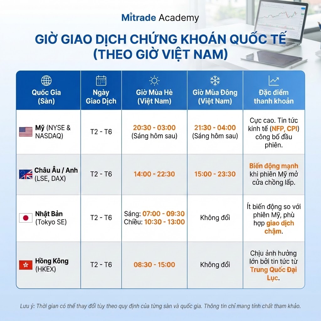 GIỜ GIAO DỊCH CHỨNG KHOÁN QUỐC TẾ KHÁC GÌ VIỆT NAM GIỜ GIAO DỊCH CHỨNG KHOÁN QUỐC TẾ KHÁC GÌ VIỆT NAM