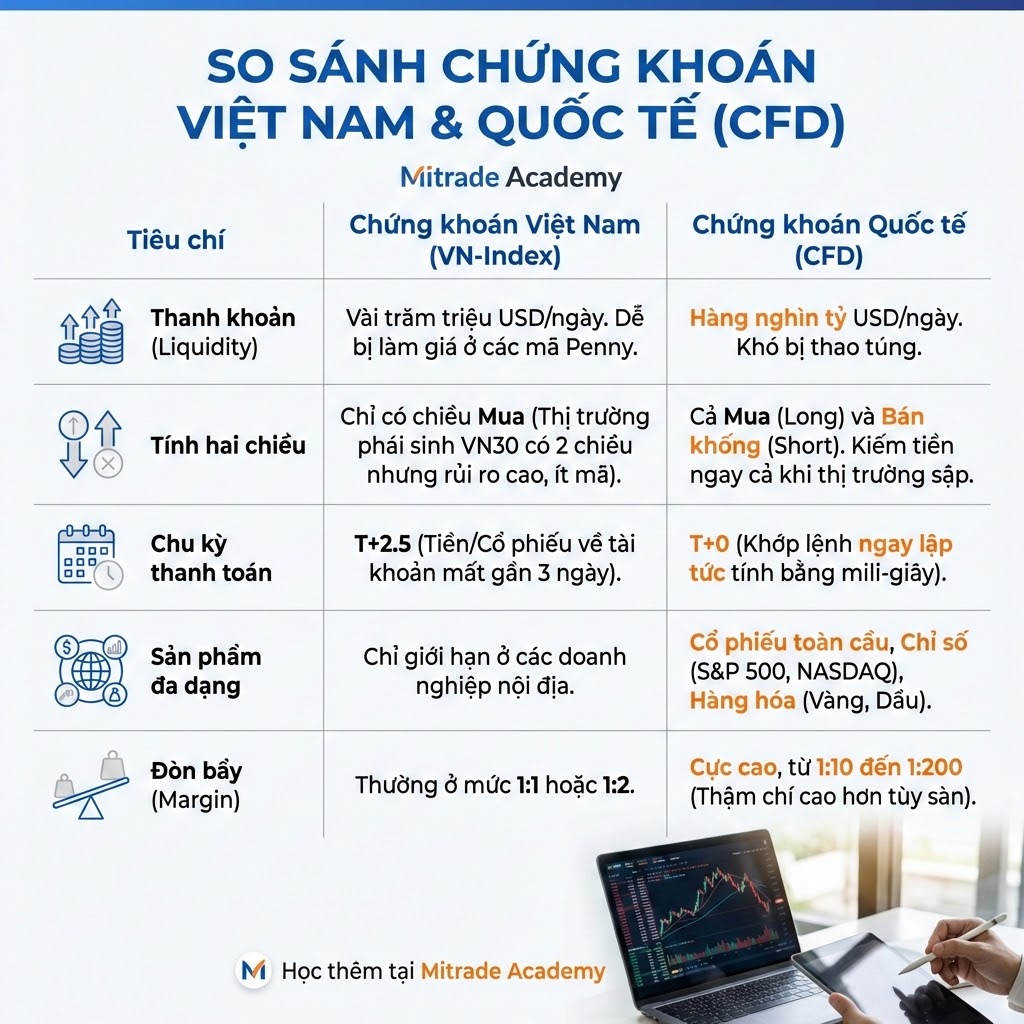 So sánh Đầu tư Chứng khoán Quốc tế vs. Chứng khoán Việt Nam So sánh Đầu tư Chứng khoán Quốc tế vs. Chứng khoán Việt Nam