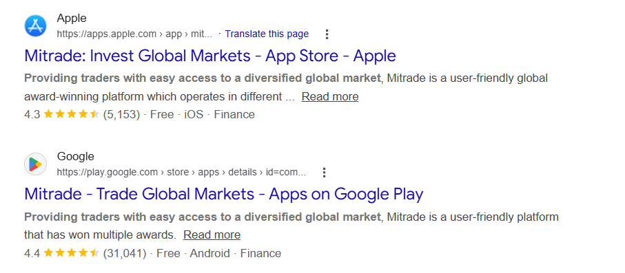 Trên App Store / Google Play: Ứng dụng đạt 4.3/5.0 sao