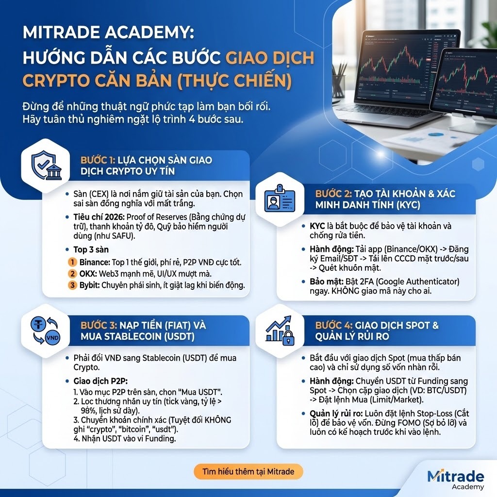 Hướng Dẫn Các Bước Giao Dịch Crypto Căn Bản (Thực Chiến)