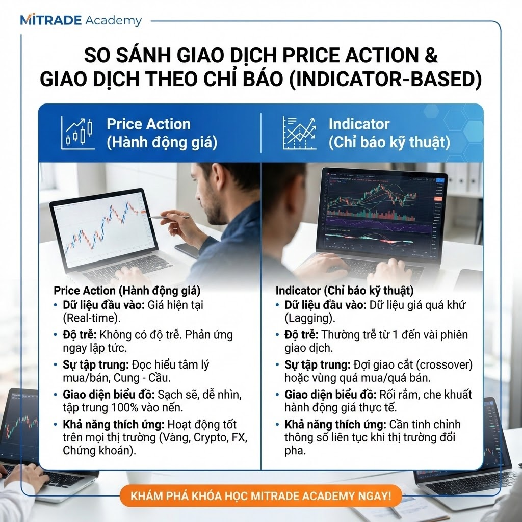 Bảng So Sánh: Price Action vs. Indicator-Based Trading