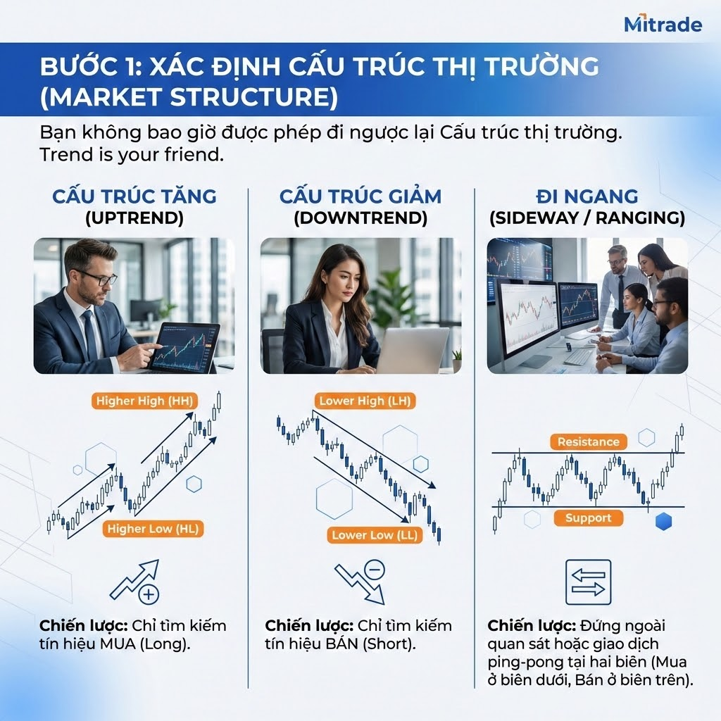 Bước 1: Xác Định Cấu Trúc Thị Trường (Market Structure)