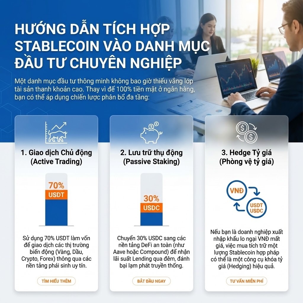 Hướng dẫn tích hợp Stablecoin vào danh mục đầu tư chuyên nghiệp