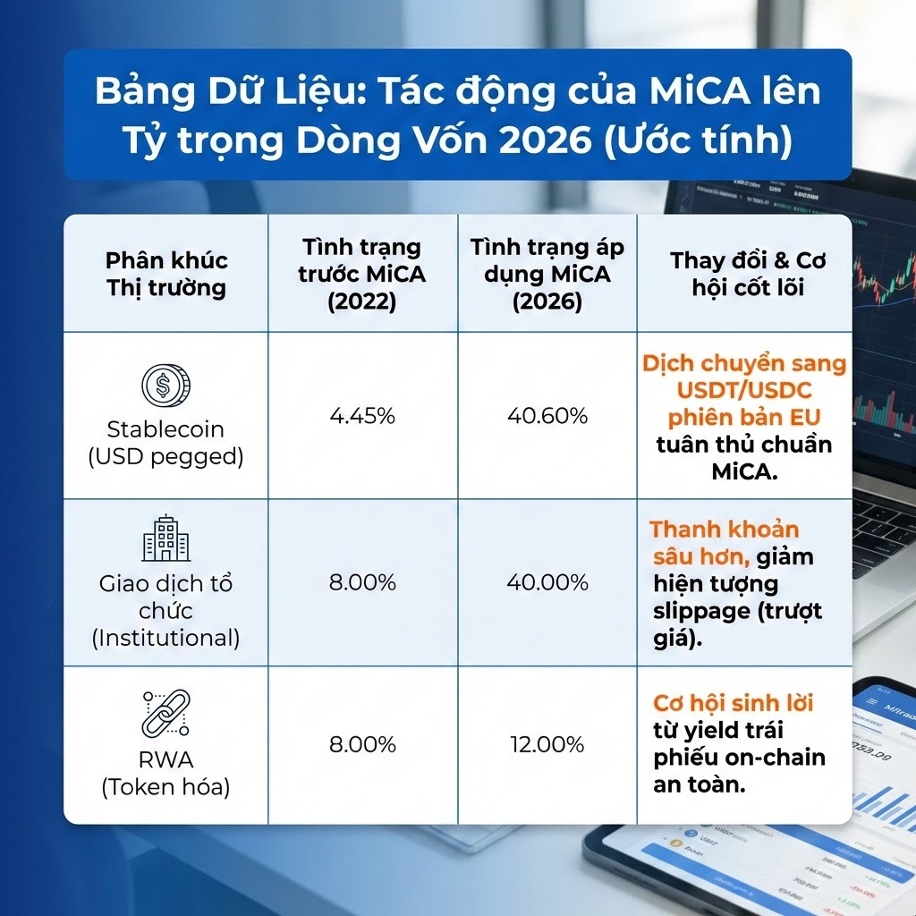  Tác động của MiCA lên Tỷ trọng Dòng Vốn 