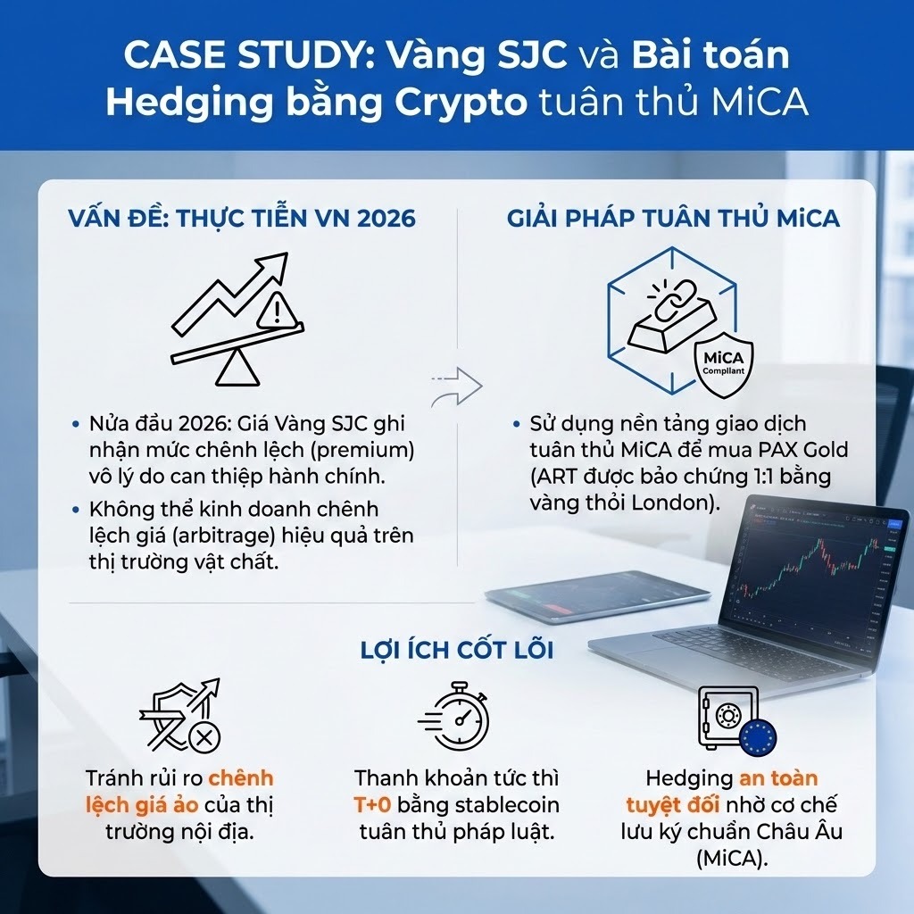 Vàng SJC và Bài toán Hedging bằng Crypto tuân thủ MiCA
