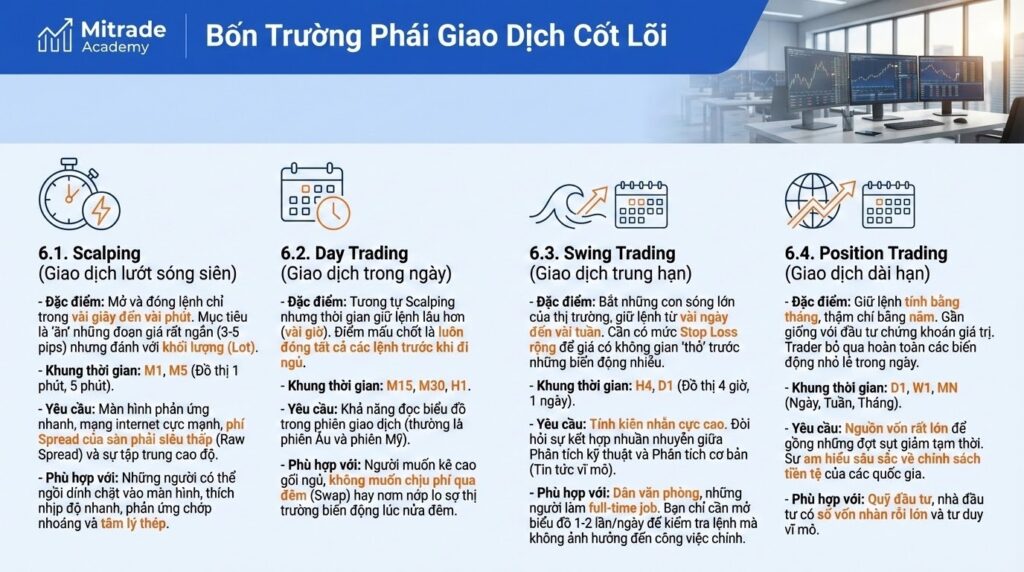 Bốn Trường Phái Giao Dịch Cốt Lõi: Bạn Thuộc Kiểu Trader Nào?