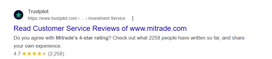Trên Trustpilot: Mitrade duy trì mức điểm 4.7/5.0