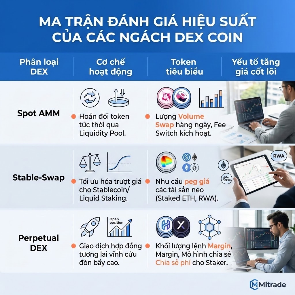 Ma trận đánh giá hiệu suất của các ngách DEX Coin