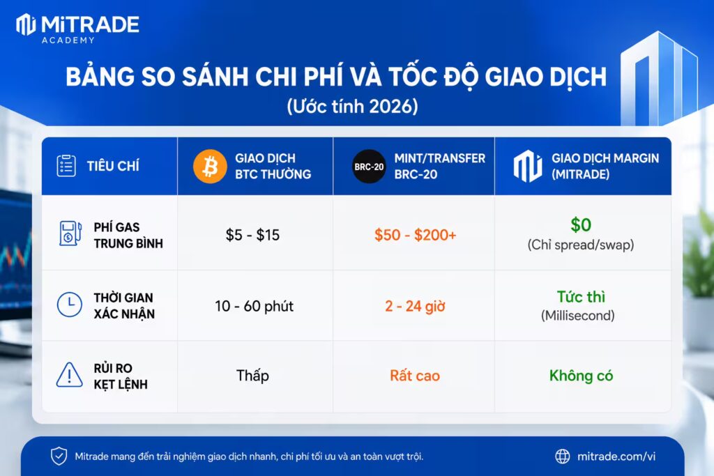 Bảng so sánh chi phí và tốc độ giao dịch 
