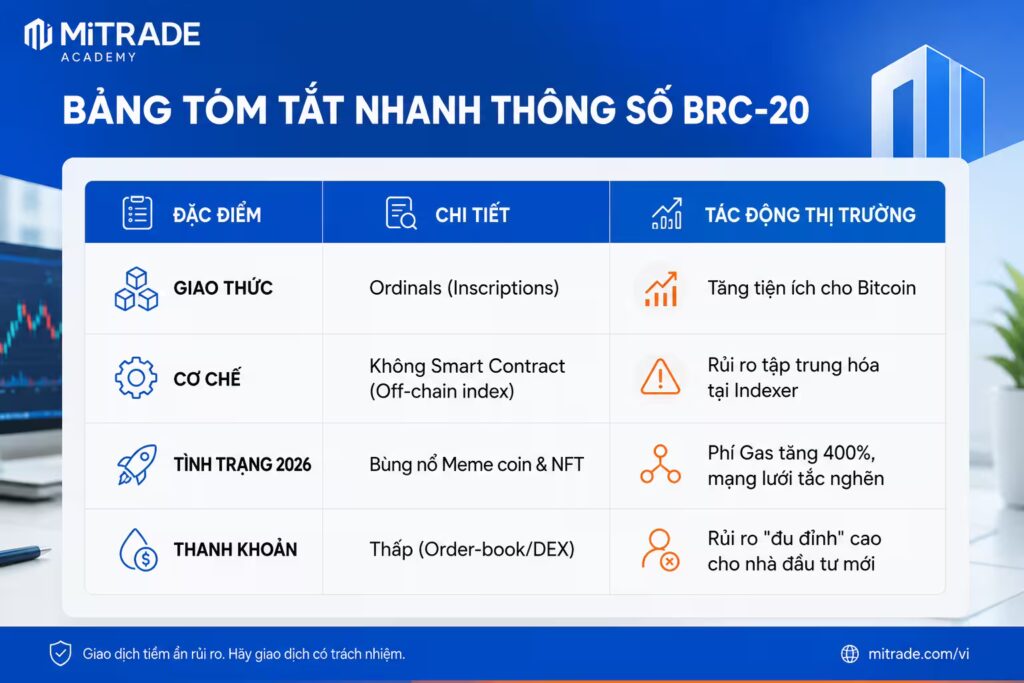 Bảng tóm tắt nhanh thông số BRC-20