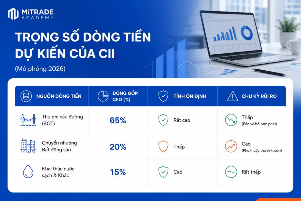 Trọng số dòng tiền dự kiến của CII (Mô phỏng 2026)