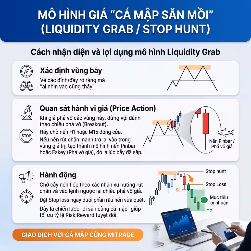 Mô Hình Giá "Cá Mập Săn Mồi" (Liquidity Grab / Stop Hunt)