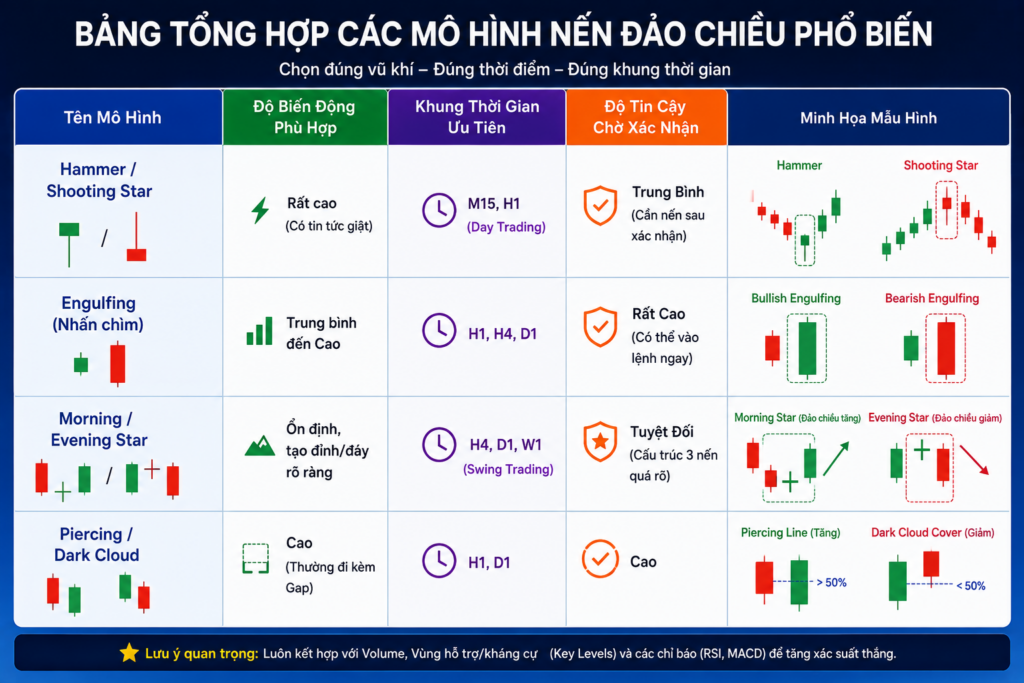 Ma Trận Phù Hợp Giữa Nến Đảo Chiều & Tình Trạng Thị Trường