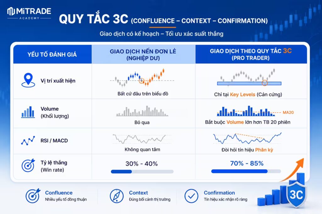 Quy tắc 3C (Confluence - Context - Confirmation) voi mo hinh nen dao chieu