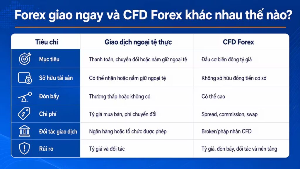Vietnamese forex spot and CFD comparison