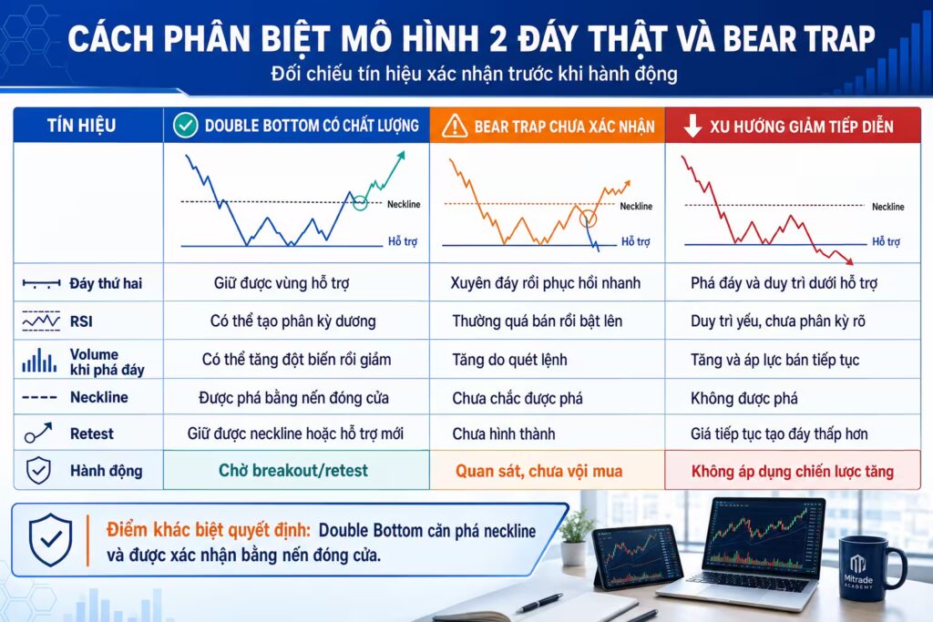 Cách phân biệt mô hình 2 đáy thật và Bear Trap