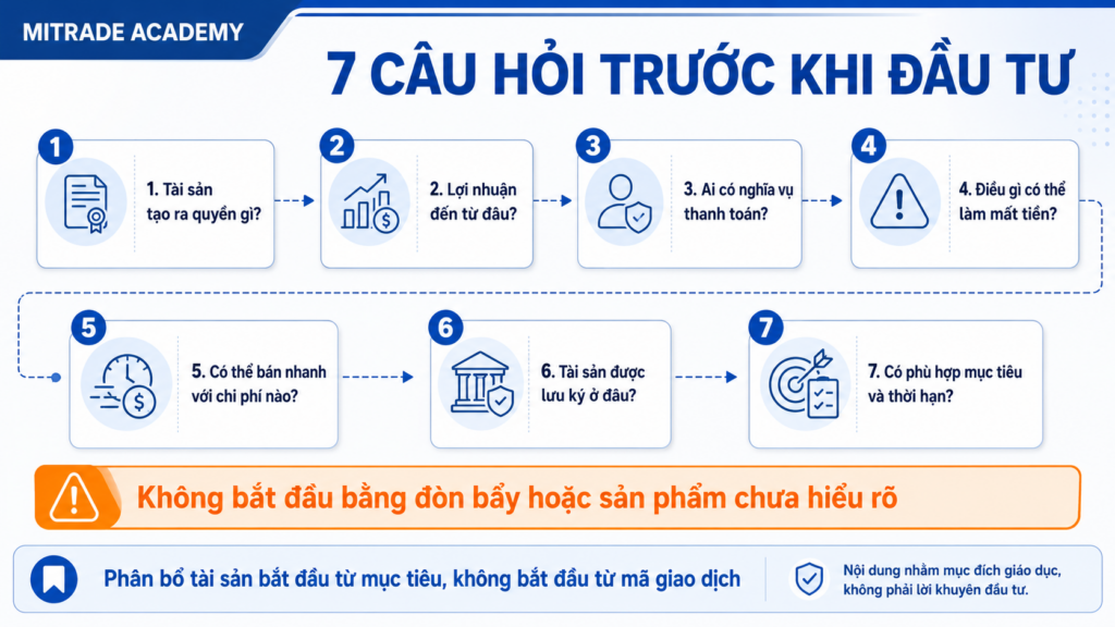 Bảy câu hỏi cần trả lời trước khi đầu tư vào một tài sản tài chính.