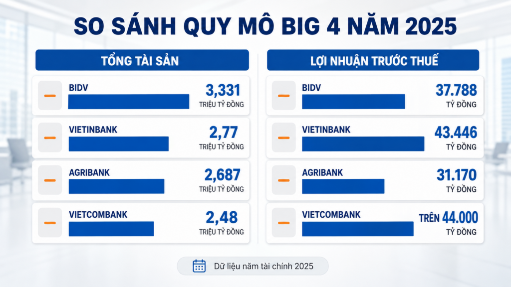 So sánh quy mô Big 4 ngân hàng Việt Nam