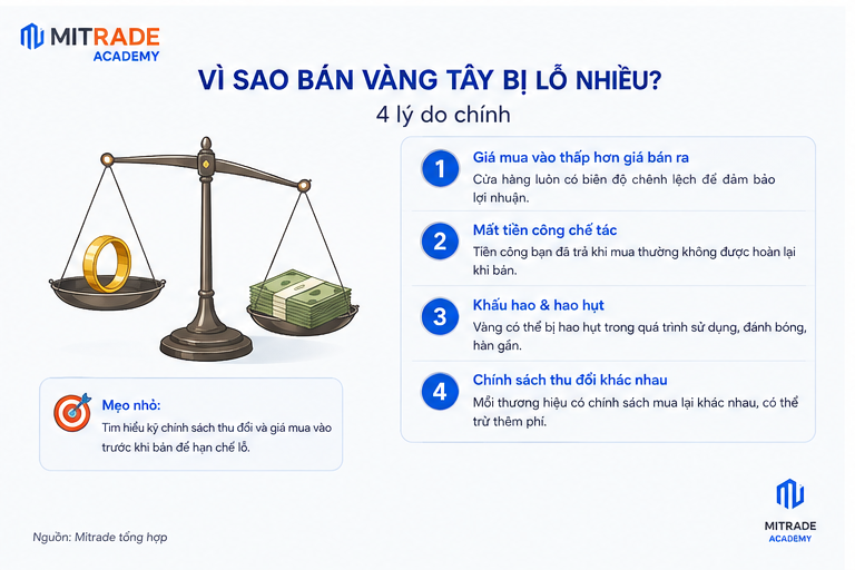 Vì sao giá vàng tây mua vào và bán ra chênh lệch lớn?