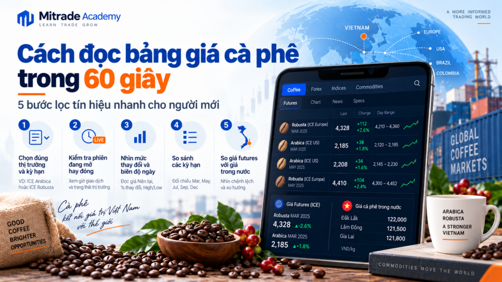 Cách đọc bảng giá cà phê hôm nay trong 60 giây