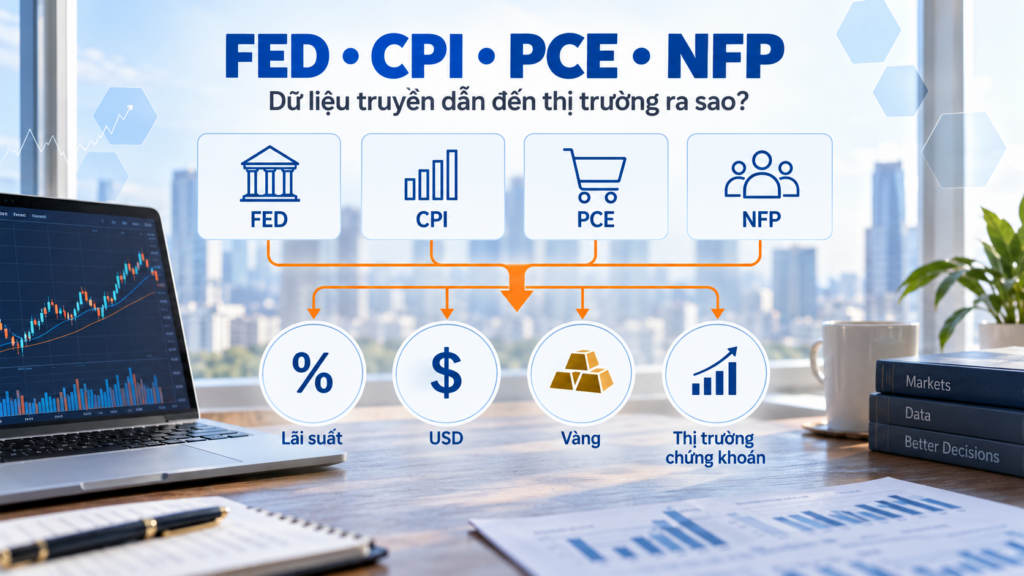 Cách đọc Fed, CPI, PCE, NFP và phản ứng thị trường